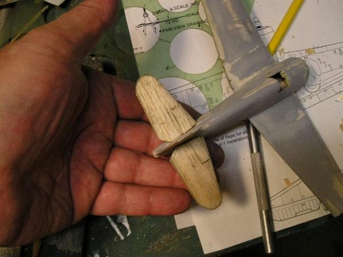 Roger's Hellcat
The balsa plugs were added after the tail halves were aligned and permanently in place.
Keywords: Solid Model Memories SMM Grumman Hellcat Aircraft  Wood Carving Scratchbuilt