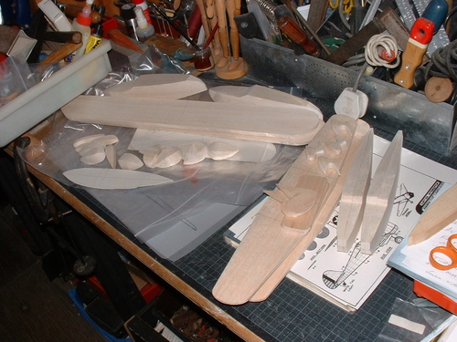 Sikorsky S-38 Amphibian and Miles Mohawk
Sikorsky S-38 on the left with the Miles Mohawk on the right,a session getting the blanks sanded prior to shaping.
Keywords: SIKORSY S-38 EXPLORERS YACHT,Solid models,carving models in wood,Solid model memories,old time model building,nostalgic model building