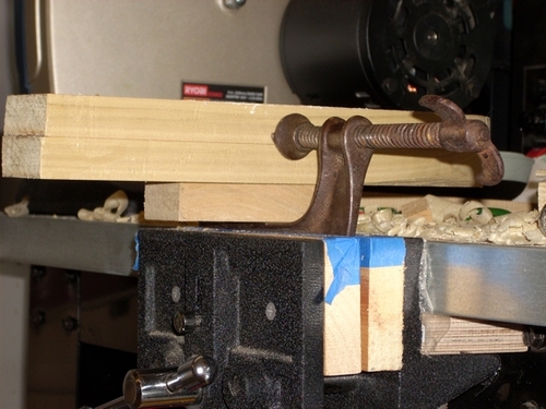 Silvercraft_YMS_Prototype_2_small
Two block hull glue up showing side mount vise holding method. With C-clamp mounted in wood vise. Note 3/4 in spacer beneath hull glue-up.
Keywords: Silvercraft YMS BYMS Minesweeper  American boat RFBennett solid solidmodelmemories