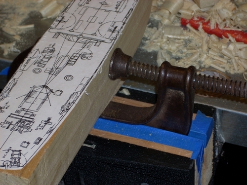 Silvercraft_YMS_Prototype_4_small
Showing C-clamp mounting. Note that the ridge at the edge of the c-clamp throat is against the top of wood vise blocks for stability.
Keywords: Silvercraft YMS BYMS Minesweeper  American boat RFBennett solid solidmodelmemories