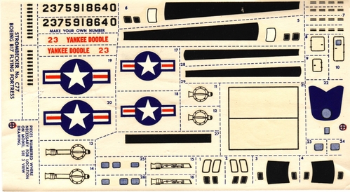Strombecker B-17F Decal sheet original
