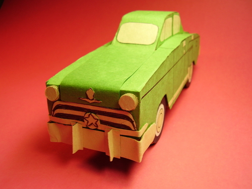1956 Russian Volga Automobile.
Solid model of sandwiched layers of cardboard.

