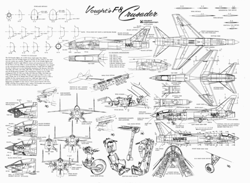 Vought F8U Crusader
(gif format, -- dpi, 562 KB).

[b]Click on image to download file in original format[/b]
file url: 
http://smm.solidmodelmemories.net/Gallery/albums/userpics/--

[i]These plans are placed here in review of their accuracy and 
historical content. They are for personal use only and not to
be reproduced commercially. Copyrights remain with the original
copyright holders and are not the property of Solid Model
Memories. Please post comment regarding the accuracy of the
drawings in the section provided on the individual page of the 
plan you are reviewing. If you build this model or if you have 
images of the original subject itself, please let us know. If
you are the copyright holder of the work in question and wish
to have it removed please contact SMM [/i]

Keywords: Vought F8U Crusader