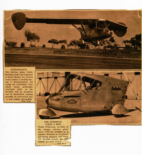 Waterman Arrowbile
Keywords: Classic Aviation clippings Waldo-Waterman Waterman Arrowbile Experimental aircraft