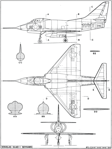 Douglas XA4D-1
(gif format, -- dpi, 158 KB).

[b]Click on image to download file in original format[/b]
file url: 
http://smm.solidmodelmemories.net/Gallery/albums/userpics/XA4D-1.gif

[i]These plans are placed here in review of their accuracy and 
historical content. They are for personal use only and not to
be reproduced commercially. Copyrights remain with the original
copyright holders and are not the property of Solid Model
Memories. Please post comment regarding the accuracy of the
drawings in the section provided on the individual page of the 
plan you are reviewing. If you build this model or if you have 
images of the original subject itself, please let us know. If
you are the copyright holder of the work in question and wish
to have it removed please contact SMM [/i]

Keywords: Douglas XA4D-1