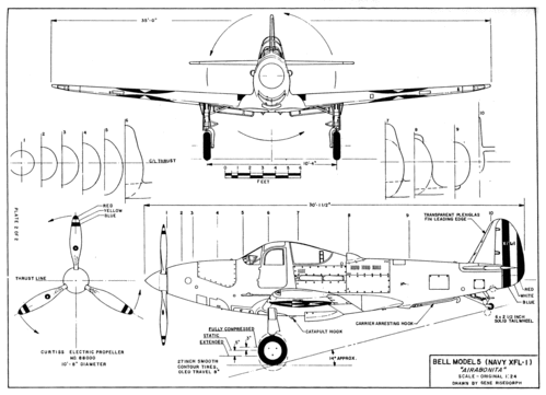 Bell XFL-1 Airabonita (Sht. 2 of 2)
(gif format, -- dpi, 146KB).

[b]Click on image to download file in original format[/b]
file url: 
http://smm.solidmodelmemories.net/Gallery/albums/userpics/XFL1b.gif

[i]These plans are placed here in review of their accuracy and 
historical content. They are for personal use only and not to
be reproduced commercially. Copyrights remain with the original
copyright holders and are not the property of Solid Model
Memories. Please post comment regarding the accuracy of the
drawings in the section provided on the individual page of the 
plan you are reviewing. If you build this model or if you have 
images of the original subject itself, please let us know. If
you are the copyright holder of the work in question and wish
to have it removed please contact SMM [/i]
Keywords: Bell XFL-1 Airabonita