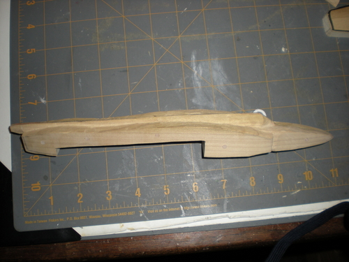 dagger005
Side view carved in.  Cut back too far on front of canopy, not sure what I'll do about that yet.
Keywords: F-102 Delta Dagger century jets cookup
