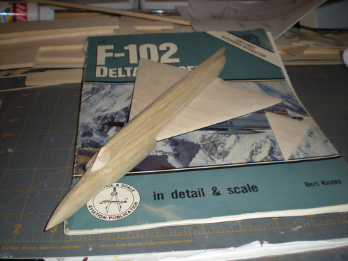 dagger007
Basic shape of top and wing is done.  Lots of refining of shape, filling, sanding, etc. left to do.
Keywords: F-102 Delta Dagger century jets cookup