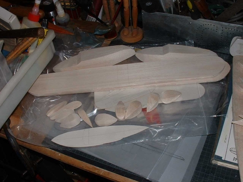 Sikorsky S-38 Amphibian and Miles Mohawk
The wooden blanks before lots of shaping and sanding.
Keywords: SIKORSY S-38 EXPLORERS YACHT,Solid models,carving models in wood,Solid model memories,old time model building,nostalgic model building