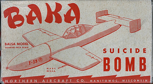 Northern Aircraft Company "Baka" Suicide Bomb Model Box
(jpg format, -- dpi, 100 KB).

[b]Click on image to download file in original format[/b]
file url: 
http://smm.solidmodelmemories.net/Gallery/albums/userpics/northernbakabox.jpg

[i]These plans are placed here in review of their accuracy and historical content. They are for personal use only and not to be reproduced commercially. Copyrights remain with the original copyright holders and are not the property of Solid Model Memories. Please post comment regarding the accuracy of the drawings in the section provided on the individual page of the plan you are reviewing. If you build this model or if you have images of the original subject itself, please let us know. If you are the copyright holder of the work in question and wish to have it removed please contact SMM [/i]

Keywords: Ooka Ohka Baka Northern Aircraft Japanese WW 2